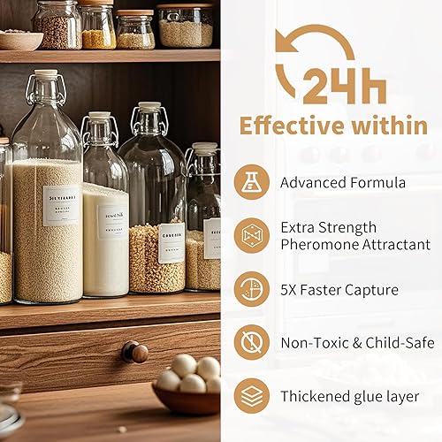 Miniatura 3 de Trampas para polillas mejoradas, trampas de despensa y ropa con feromonas prime, trampa para polillas de comida no tóxica e inodora, repelente