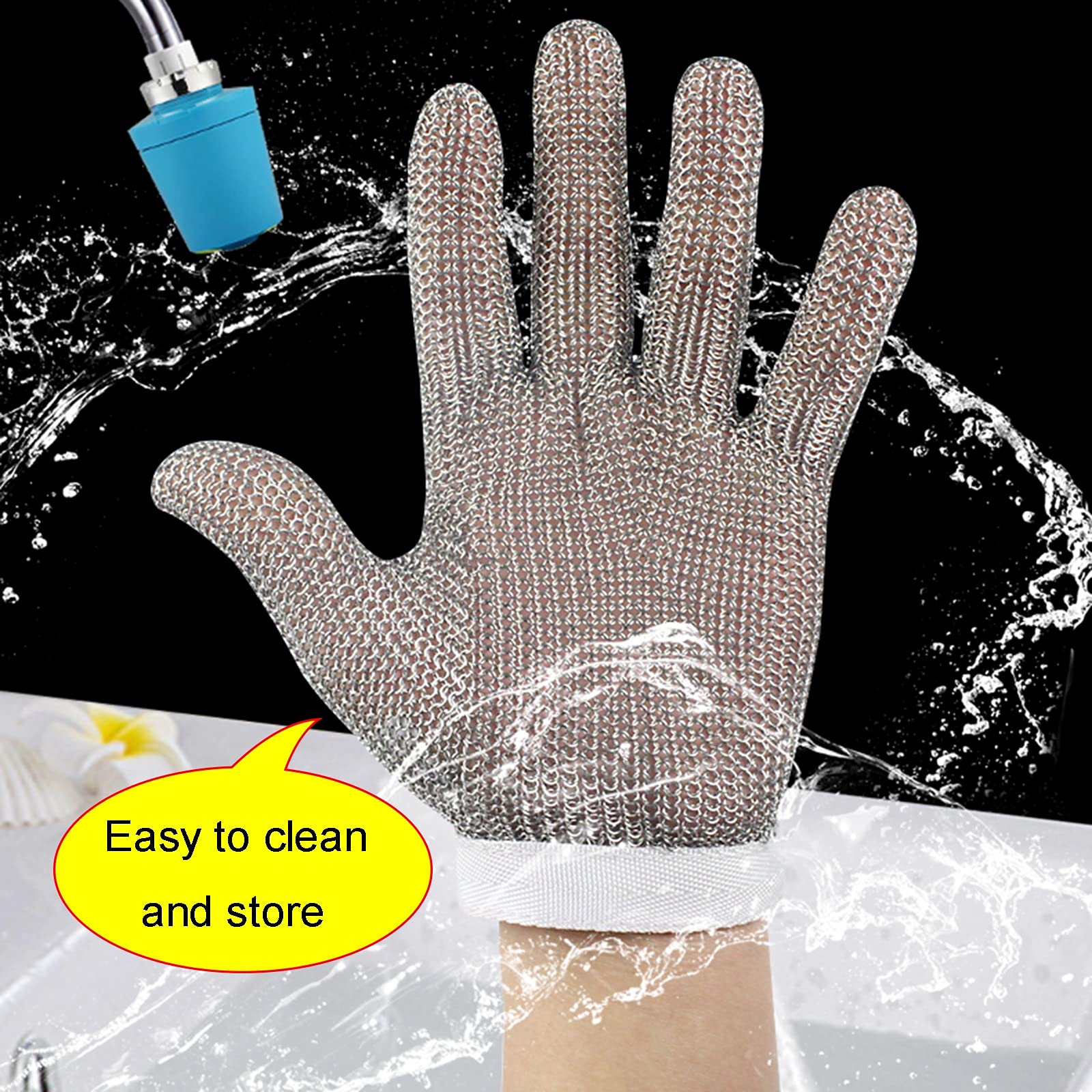 Gartenhandschuhe 304 Edelstahl-Mesh-artige Handschuhe, Sicherheitsschutzhandschuhe, Schneideständige Und Stichfeste Metallhandschuhe, Sicherheitsküche Lebensmittelqualität, 6 Größen (Size : S)