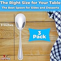 Vista 6 de Juego de 3 cucharas de servir súper elegantes y resistentes, cucharas de acero inoxidable para servir pasta y guarniciones. Los mejores cubiertos
