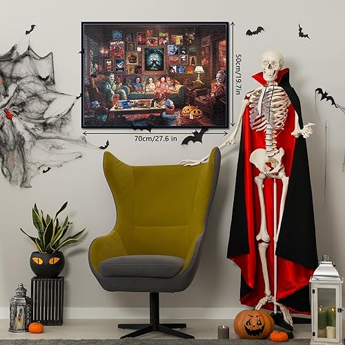 Miniatura 5 de BBOLDIN Rompecabezas de terror de Halloween de 1000 piezas para adultos, cartón, 27.5 x 19.7 pulgadas, decoración nocturna de cine
