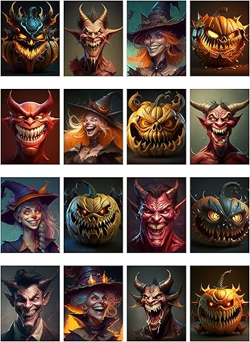 Miniatura 2 de Decoupage - Paquete de papel (35 hojas de 6 x 8 pulgadas) Laughing Halloween Monsters FLONZ Ilustración de Halloween Tarjetas para Decoupage,