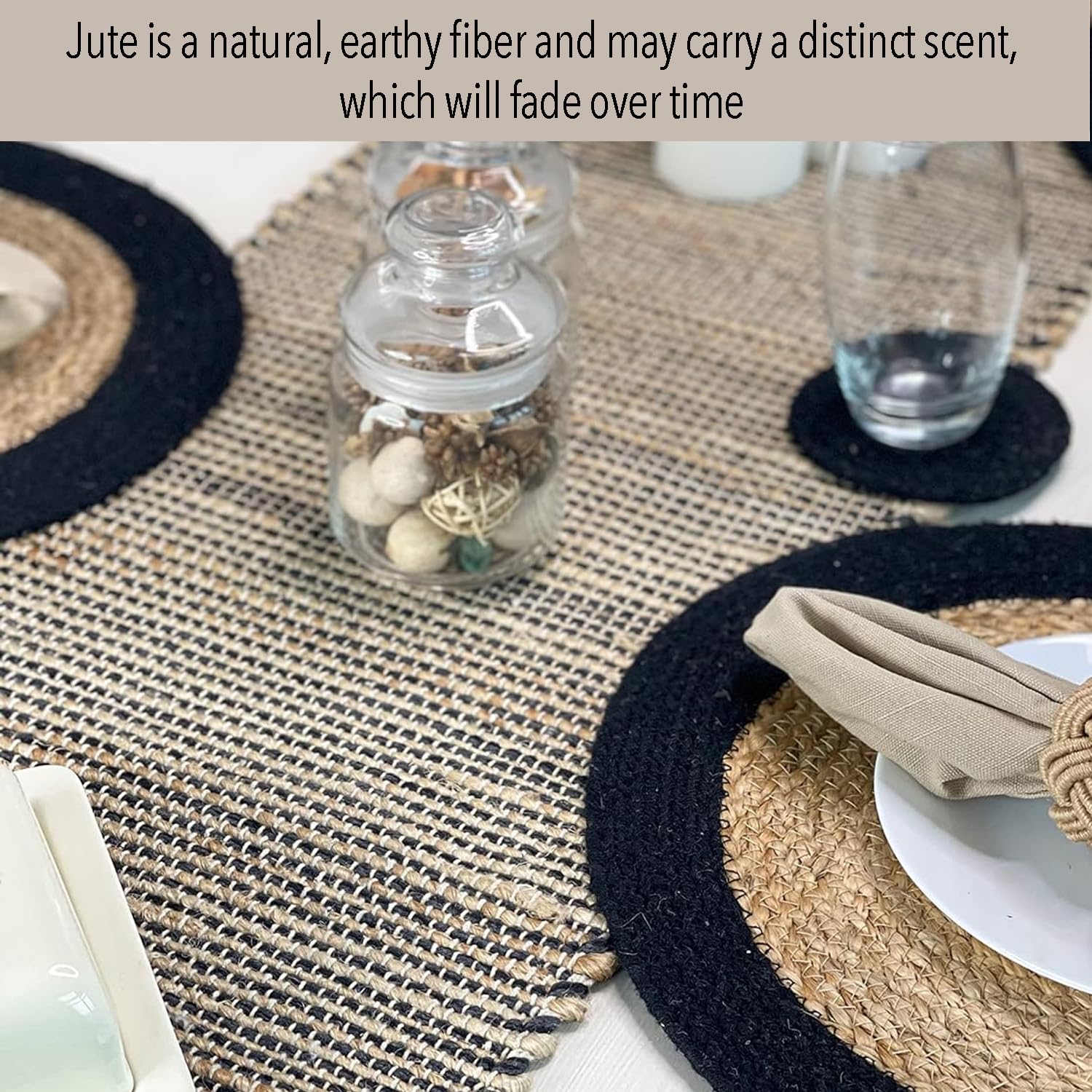 Chardin Home Tulum Table Runner - White & Natural, 13x72 Inch, Banana Bark & Recycled Cotton - View #2