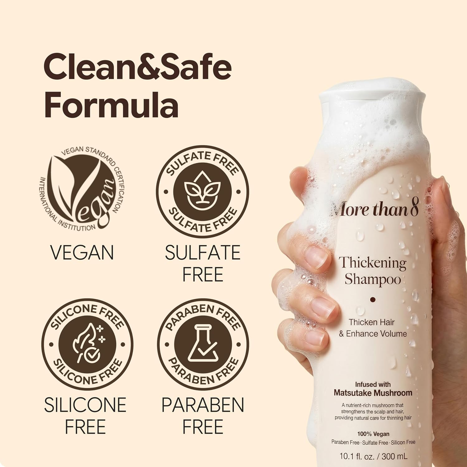 Thickening Treatment Conditioner with Matsutake Extract – The Ultimate Solution for Hair Thinning and Volume Loss, 100% Vegan, Parabens Free, for All Types of Hair, 10.1 oz