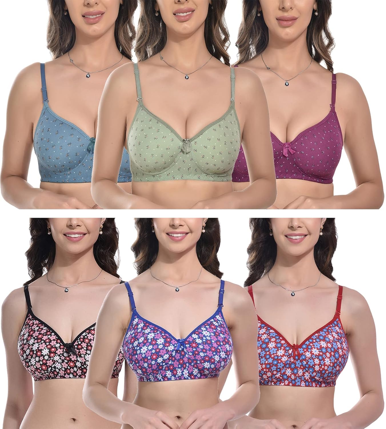 FIMS – Fashion is my style Women Cotton Blend Bra Floral Print Non-Wired Padded Full Coverage Multicolor See Main Image to Check How Many Sets You Will Get FIMS – Fashion is my style Women Cotton Blend Bra Floral Print Non-Wired Padded Full Coverage Multicolor See Main Image to Check How Many Sets You Will Get