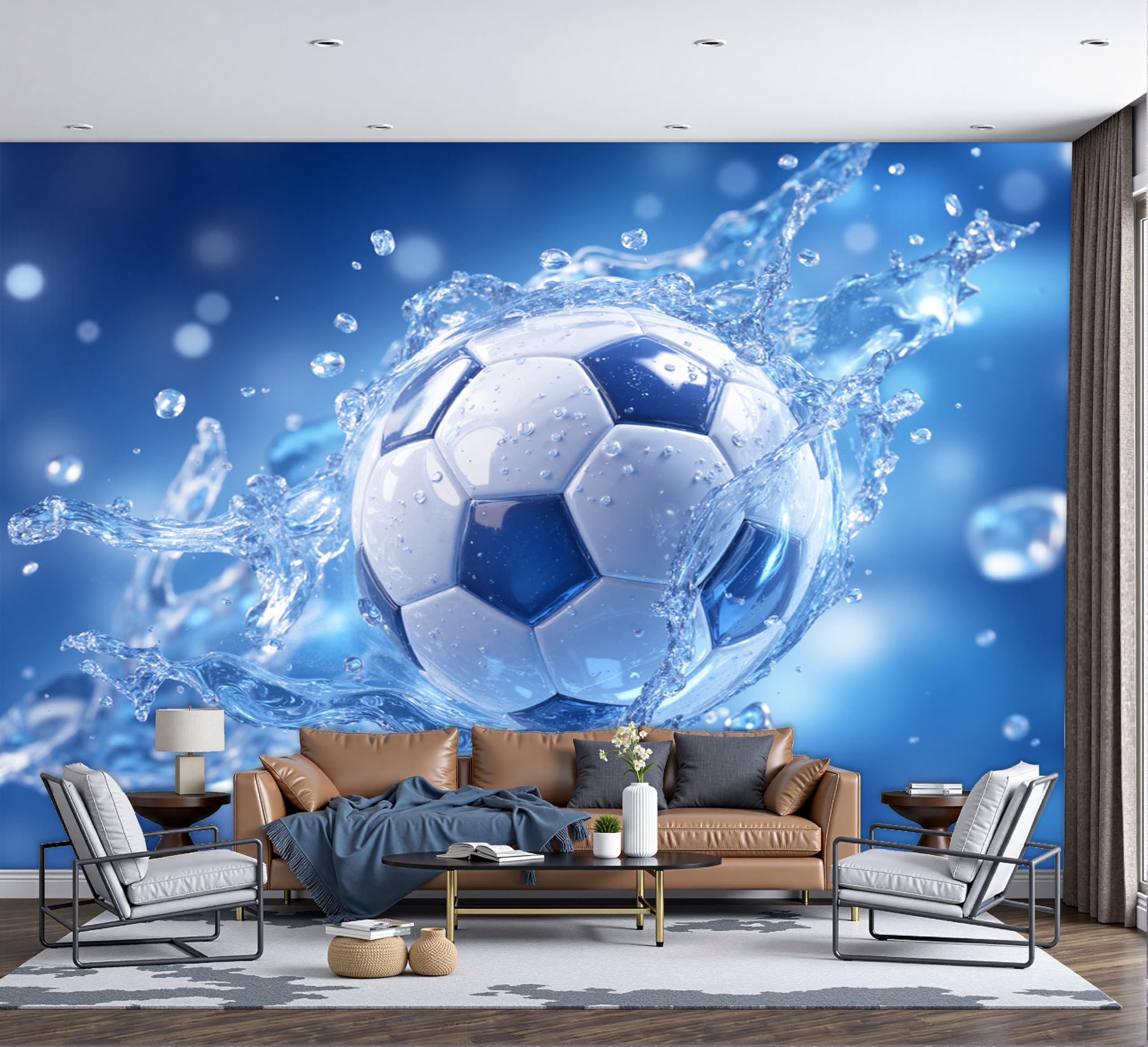 Papier Peint Panoramique 3D Football grand poster mural pour salon moderne