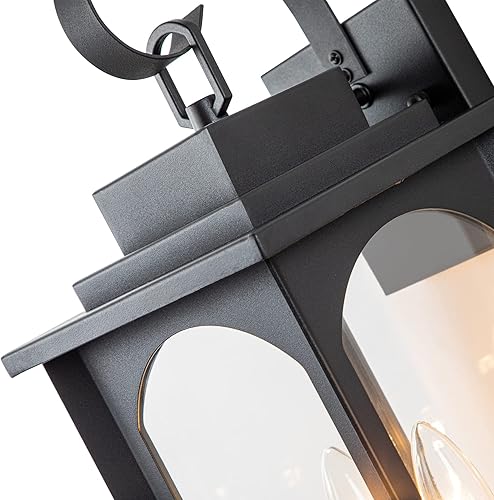 Miniatura 3 de Luces de pared para exteriores, luces negras para porche delantero, aplique de pared grande para exteriores, lámpara exterior con candelabro dorado,