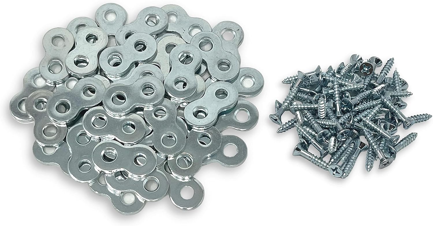 30-Pack with Screws - Heavy Duty Figure 8 Table Top Connector or Desk Top Fastener Clip - 12 Gauge Steel
