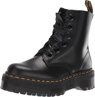 Dr. Martens Women's Molly Combat Boots - Premium Buttero Leather Ankle Boots with Air-Cushioned Sole