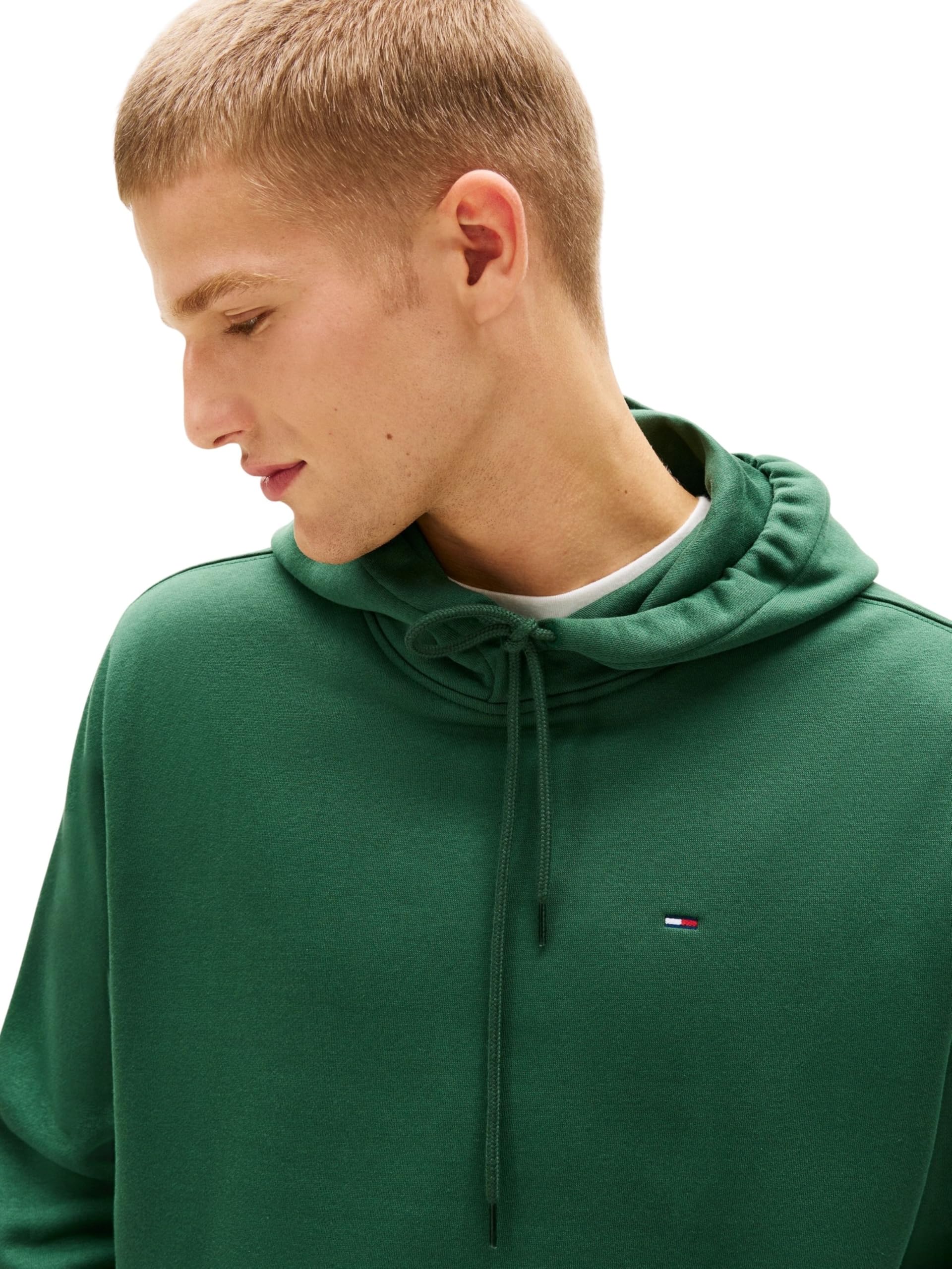 Tommy Jeans Uomo Felpa Regular Fit Flag Fleece con Cappuccio