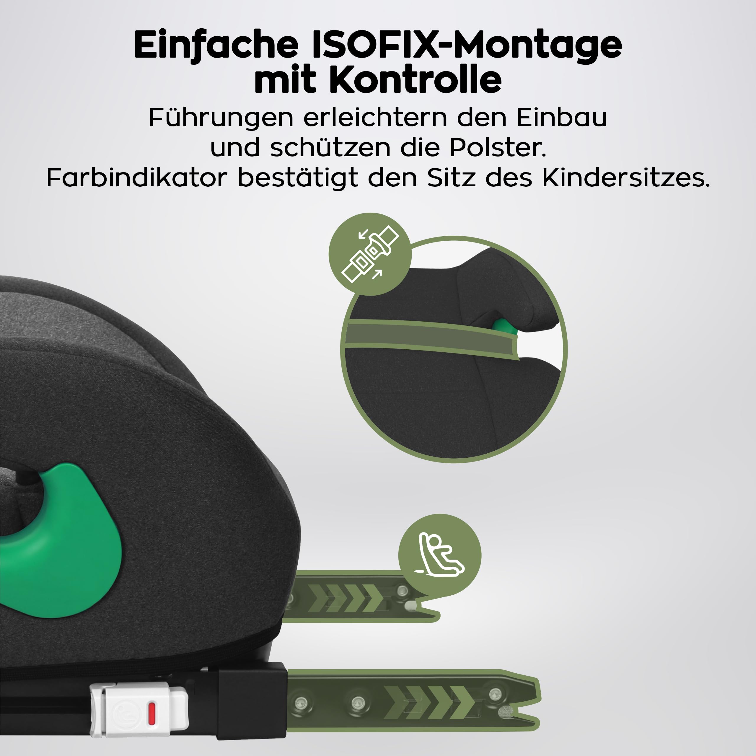 Tulano Cabby 35 Kindersitz - 15–36 kg - 125–150 cm ab 4 Jahren - ISOFIX | sichere Sitzerhöhung Auto Kinder - Vorwärtsgerichtet - ergonomisch gepolsterte Sitzfläche - waschbarer Bezug – Grau