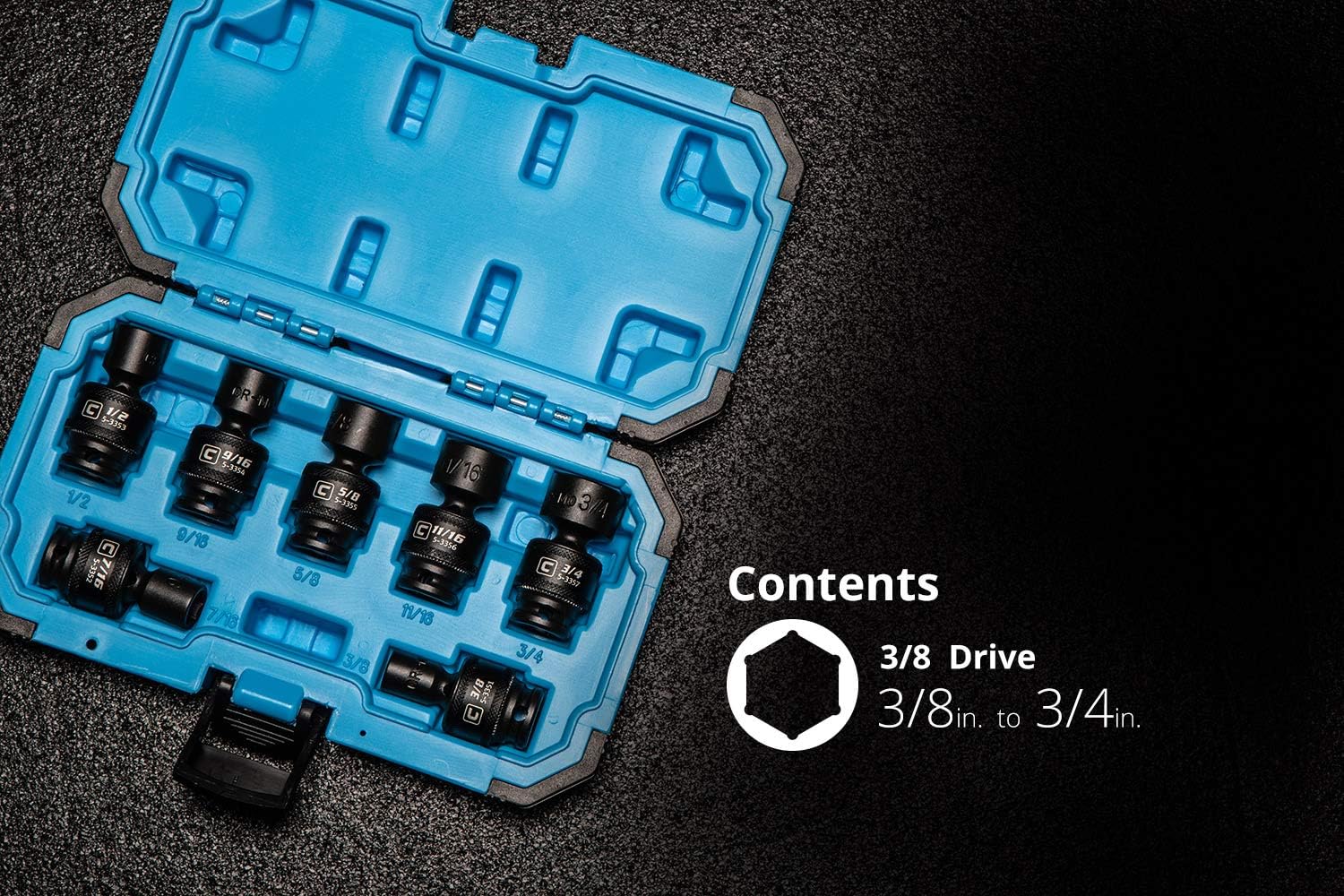 Capri Tools 3/8 in. Drive Universal Impact Socket Set, 3/8-3/4 in. SAE, 7-Piece