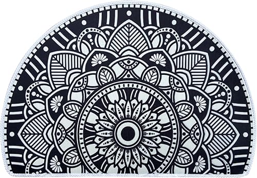Miniatura 3 de Tapete bohemio semicircular para entrada interior, 36 x 24 pulgadas, absorbente, antideslizante, para dormitorio, parte delantera y trasera, para