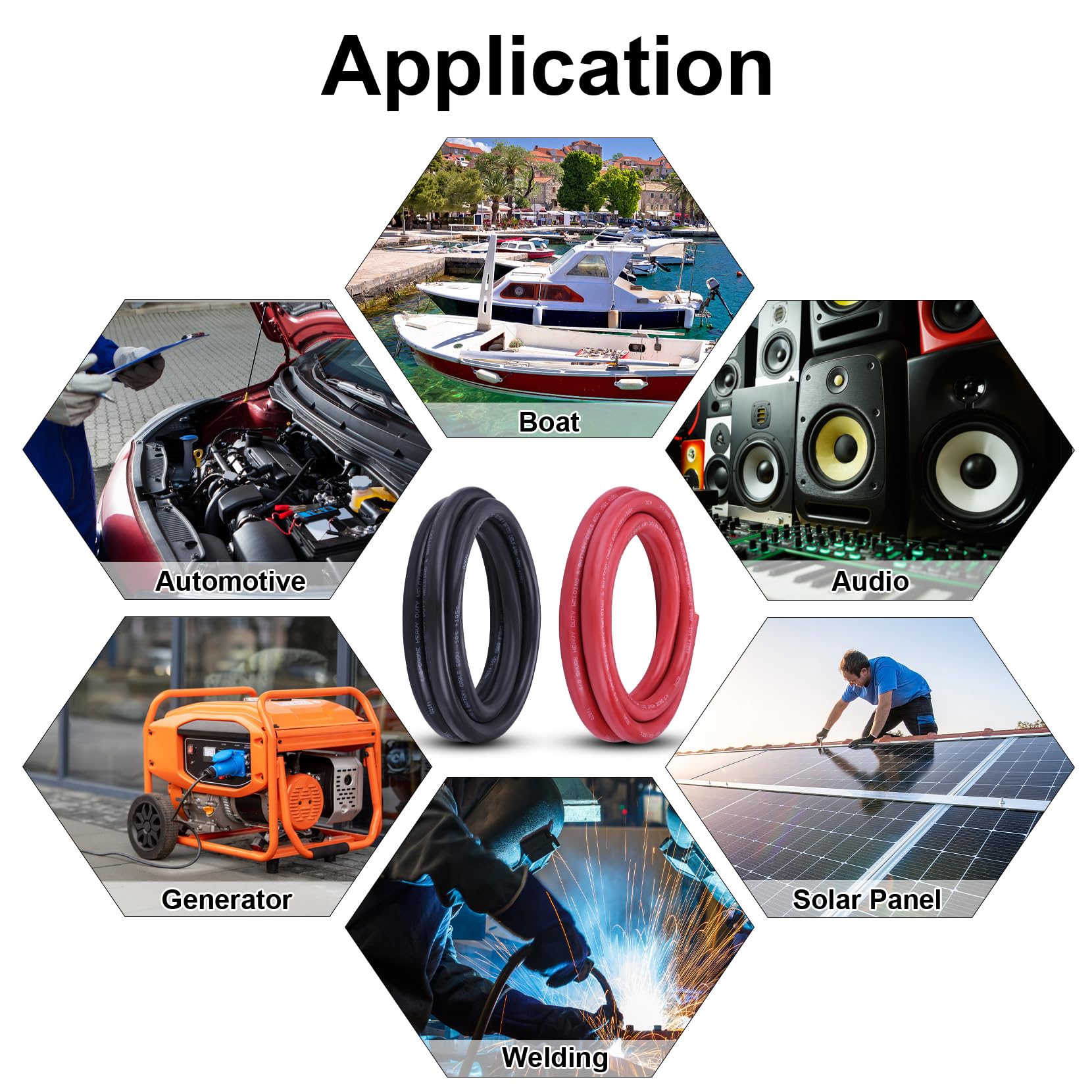 4/0 Batteriekabel, 3 m rot + 3 m schwarz 4/0 Draht, 4/0 Schweißkabel für Automobil, Batterie, Solar und Marine