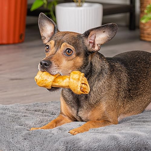 Miniatura 6 de Pet Factory Golosinas masticables para perros, 100% fabricadas en Estados Unidos, huesos anudados de 4 pulgadas, sabor a pollo, 18 unidades1 paquete