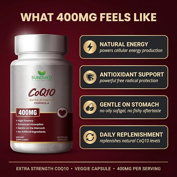 CoQ10 400mg, Coenzyme Q10 Supplement, 60 Vegan Capsules