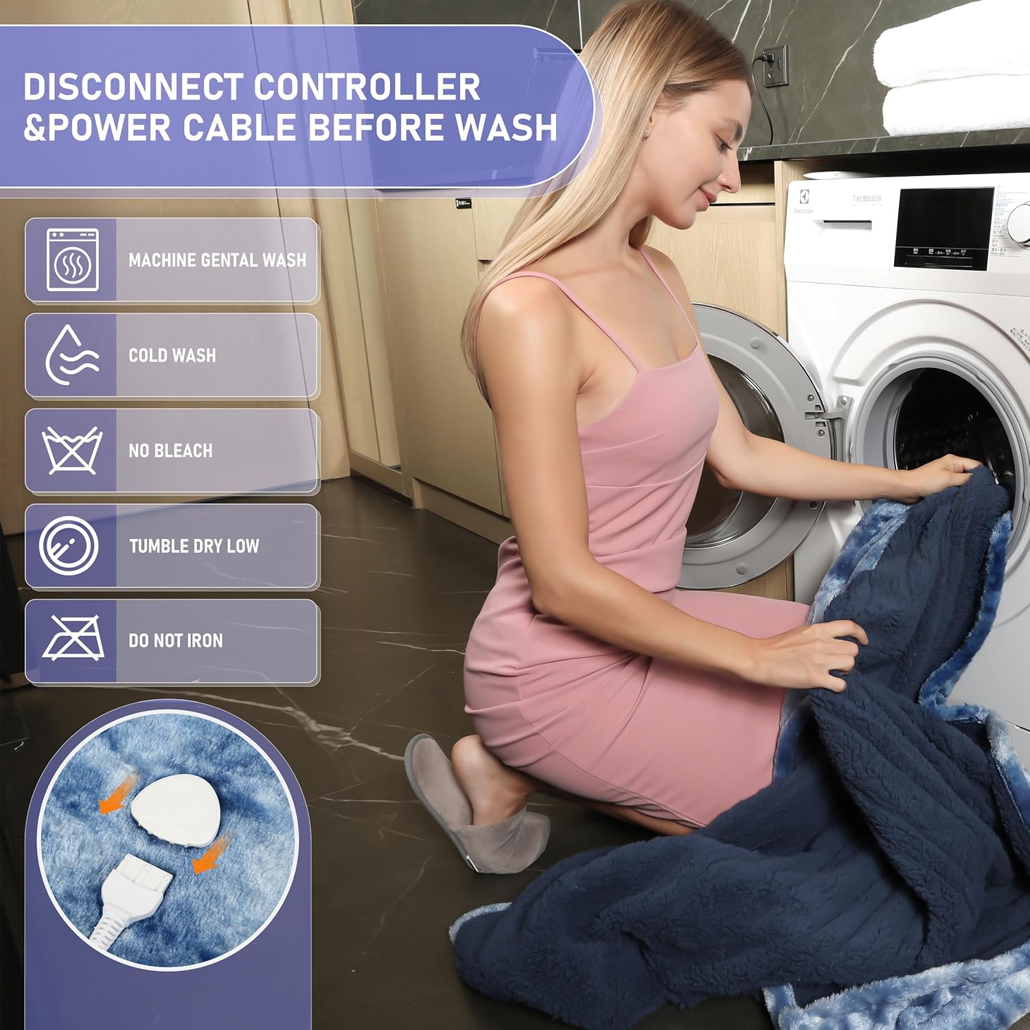 Electric Heated Blanket Throw 50''x60''Size Faux Fur Heating Blanket 10 Heating Settings, 1-8h Timer & Overheat Protection, Machine Washable, Soft Flannel and Sherpa Full Body Warmth - Image 4