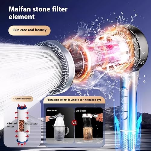 Miniatura 3 de Cabezal de ducha filtrado con cabezal de ducha de mano, alta presión, 4 modos de pulverización, lavado a presión para baño de mascotas, interruptor