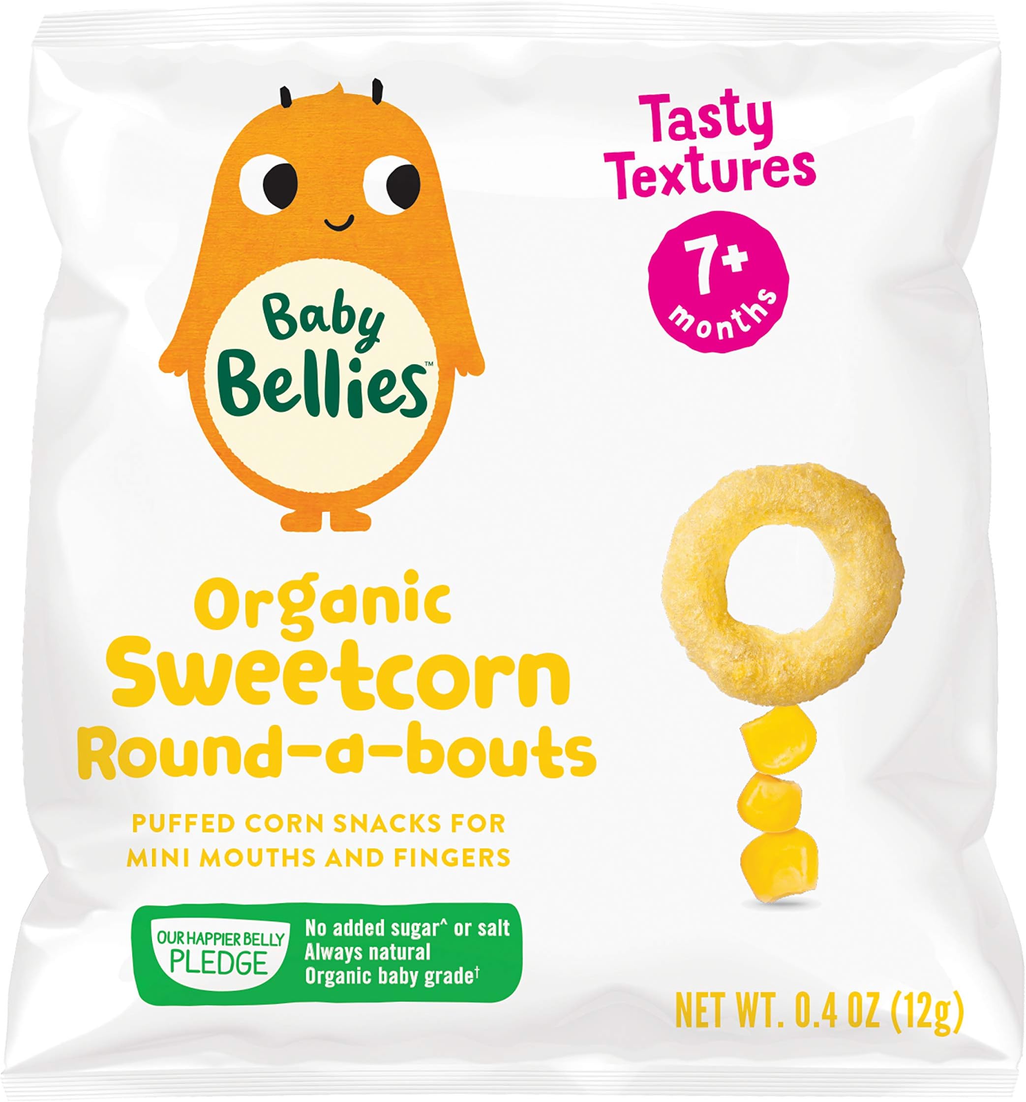 Little Bellies Organic Round-a-bouts Baby Individual Snack Packs, Sweetcorn, 0.4 Ounce (Pack of 6)