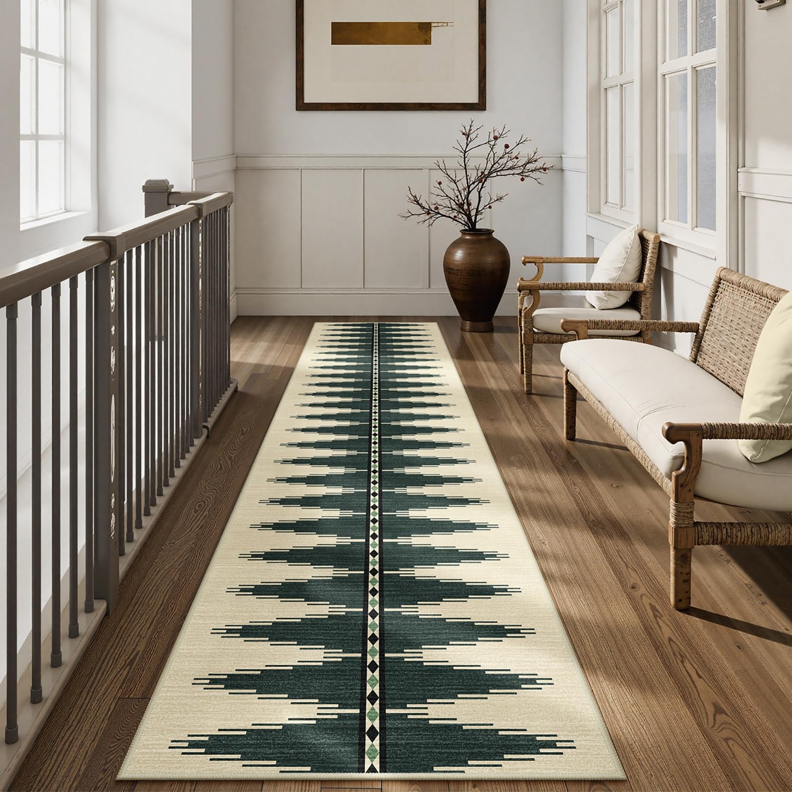 Lahome Modern Washable Rug Runner for Hallway, Soft Kitchen Runner 2.5x10 Ultra-Thin Non Slip Runner Rug, Neutral Print Throw Runner Rugs for Entryway