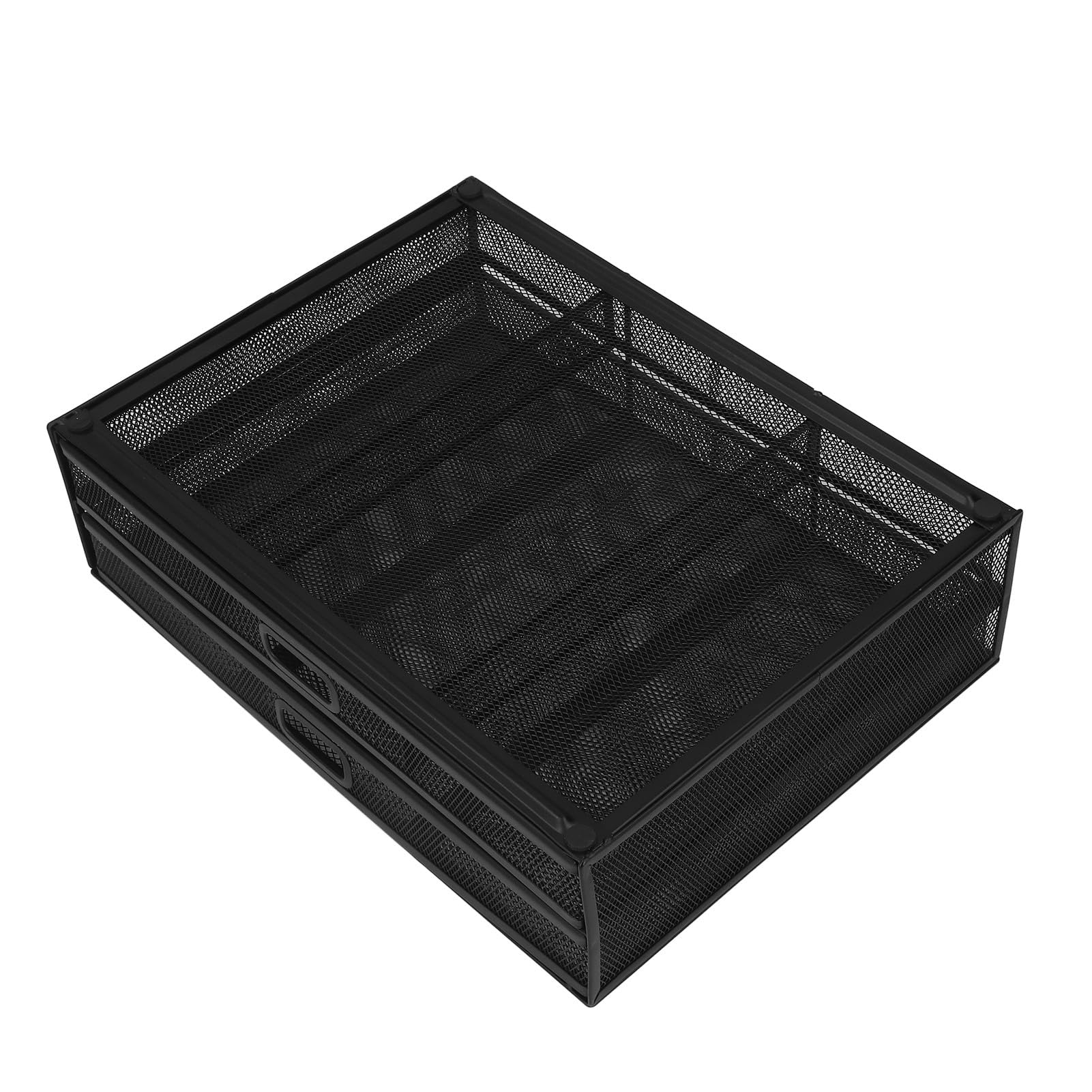 Changor Podstawka Pod Monitor z szufladą Zapewniająca Ergonomiczne Rozwiązania do Oglądania i Przechowywania w Biurze, Konstrukcja z Metalowej Siatki, 2 Zdejmowane Szuflady, 15,9 Cala