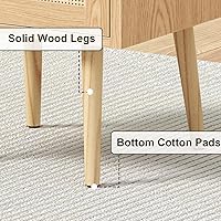 Vista 9 de Night Stand Set 2, Nightstands Set of 2 with Charging Station, Rattan Side Tables with Solid Wood Legs, Boho Bedside End Table for Farmhouse Bedroom