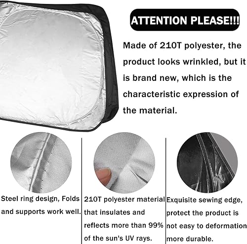 Miniatura 4 de SENSHINE Parasol para parabrisas para Dodge Ram 2500 3500 2010-2023 que ofrece la máxima protección interior y protector solar reflectante