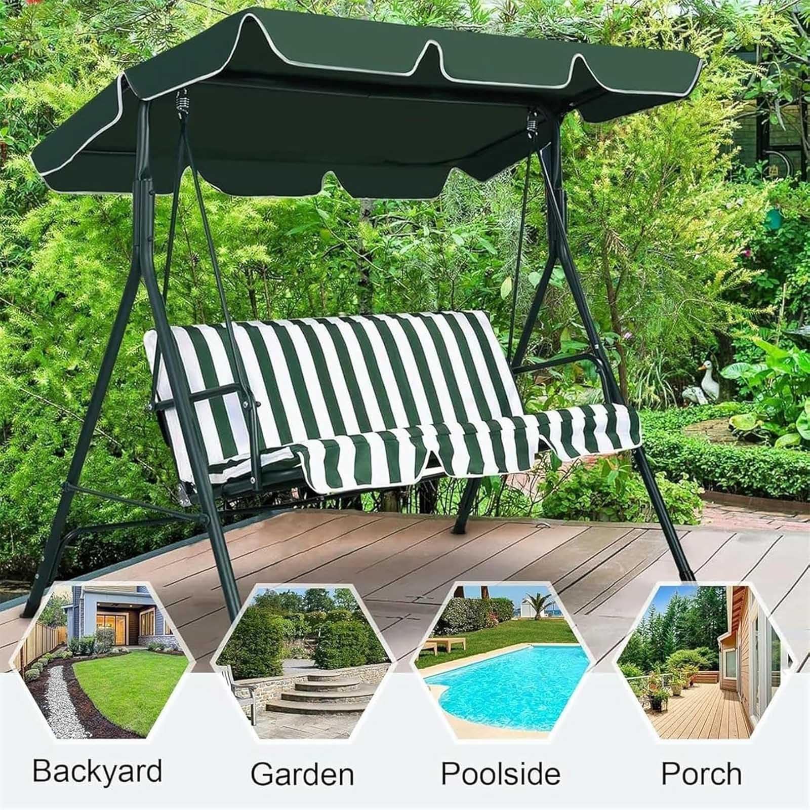 Wodoodporny, odporny na promieniowanie UV pokrowiec na 2-3-osobową huśtawkę na patio, huśtawkę, pokrowiec na hamak ogrodowy, zielony, 190 x 120 x 15 cm, ochrona przed warunkami atmosferycznymi