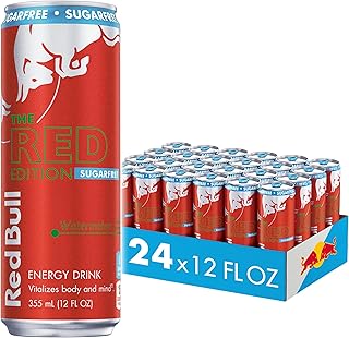 Red Edition Sugar Free Energy Drink, Watermelon, with 114mg Caffeine plus Taurine & B Vitamins, 12 Fl Oz, Pack of 24 Cans
