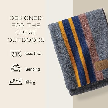 Pendleton Yakima Throw 54 x 66 - Wool Cotton, Soft and Durable Wool Throw for Home and Travel - Green Heather