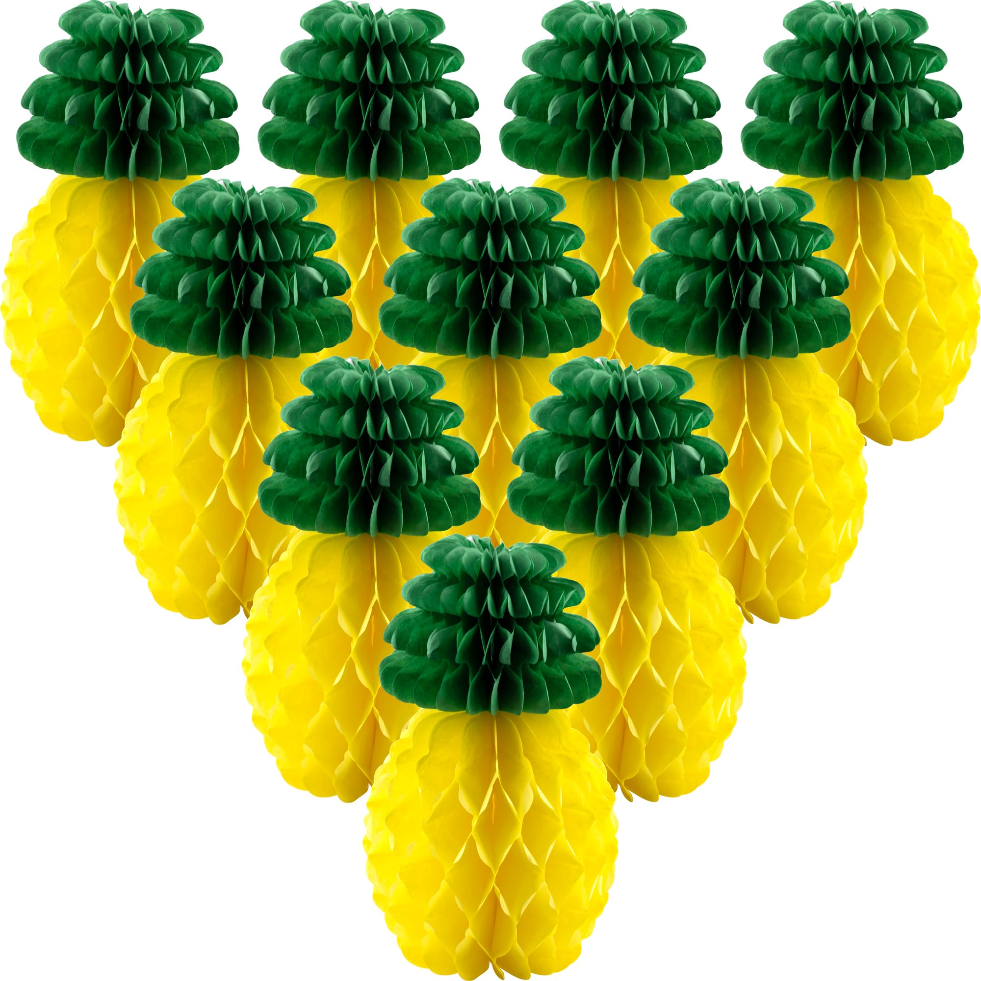 10 Centrotavola A Nido D'Ape A Forma Di Ananas 20cm - Decorazioni Carta Per Feste Tropicali Hawaiane, Compleanni, Matrimonio Luau