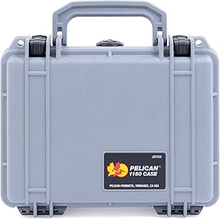 Pelican Protector 1150 Case by ColorCase - Silver - Small Size Waterproof Case with Pick & Pluck Foam & Convoluted Lid Foam - Black Latches