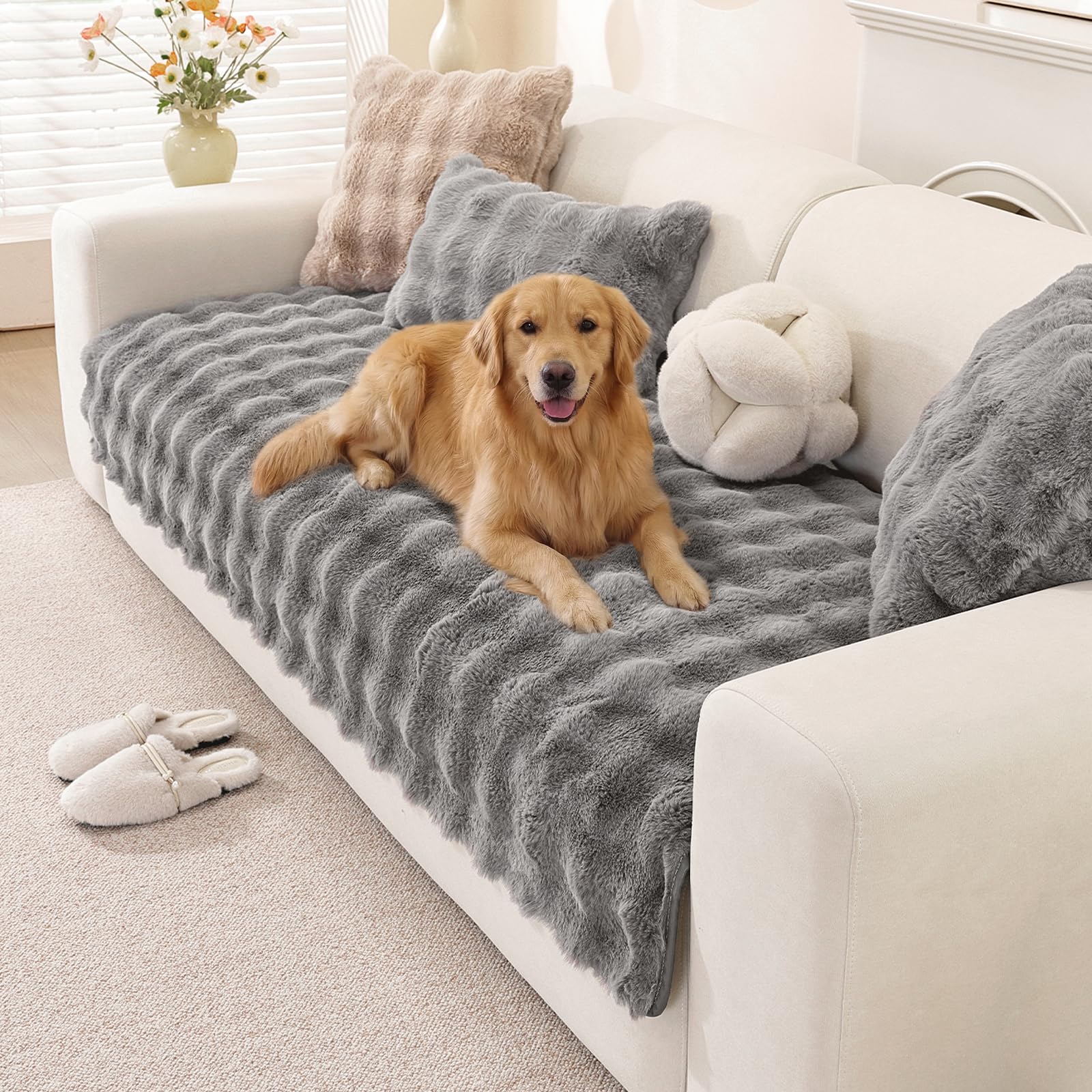 Amazon.com: OstepDecor Faux Fur Couch Cover, Soft Plush Couch