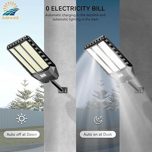 Miniatura 7 de Luces solares de calle de 8000 W para exteriores, impermeables, 7000 K, del atardecer al amanecer, luces solares para exteriores con sensor de
