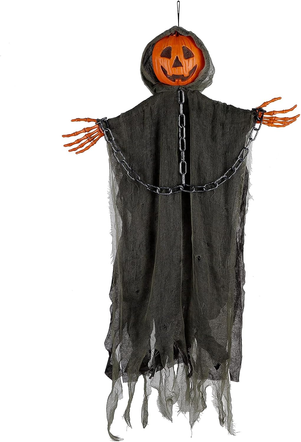 DR.DUDU Halloween Decorations 40" Hanging Ghost Pumpkin Man Grim Reaper with Bendable Arms, Scary Haunted House Prop for Indoor Outdoor