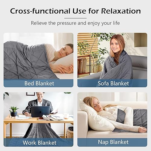 Miniatura 7 de LOYIGA Manta con peso (10 libras, 47 x 70 pulgadas, tamaño individual), para adultos, refrescante, transpirable, con cuentas de cristal, manta suave