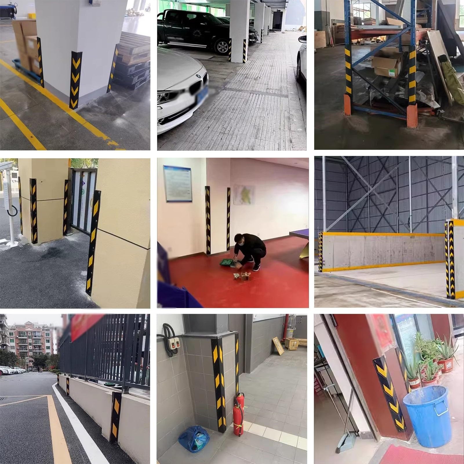 XPLKQXE Protector Reflectante Bordes Paredes Garaje, Protector Esquinas Goma, Parachoques Y Borde Esquinas Pared, Tira Anticolisión Esquinas Estacionamientos(8pcs)
