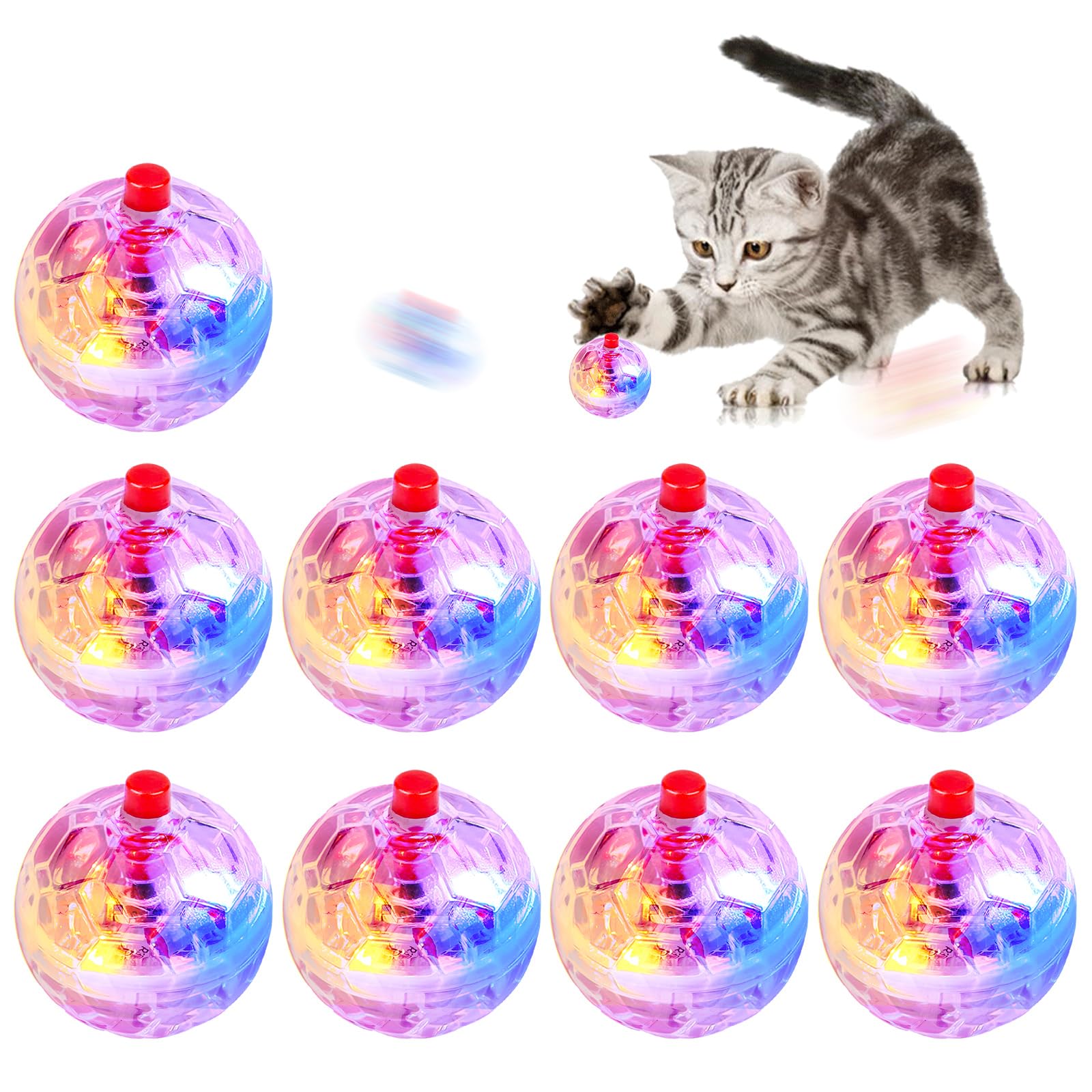 9 Stück Geisterjagd-Bewegungsbälle, Geisterjagd Katzenkugel Bewegung Bälle, Katzenspielzeug Geisterjagd-Bewegungsbälle, Katzenball Mit Led Licht, Interaktives Katzenspielzeug Ball Für Katzensport