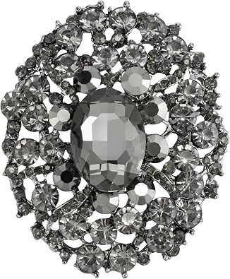 SELOVO Big Large Rhinestone Oval Glitter Brooch Pin Jewelry Accessory Gold Tone