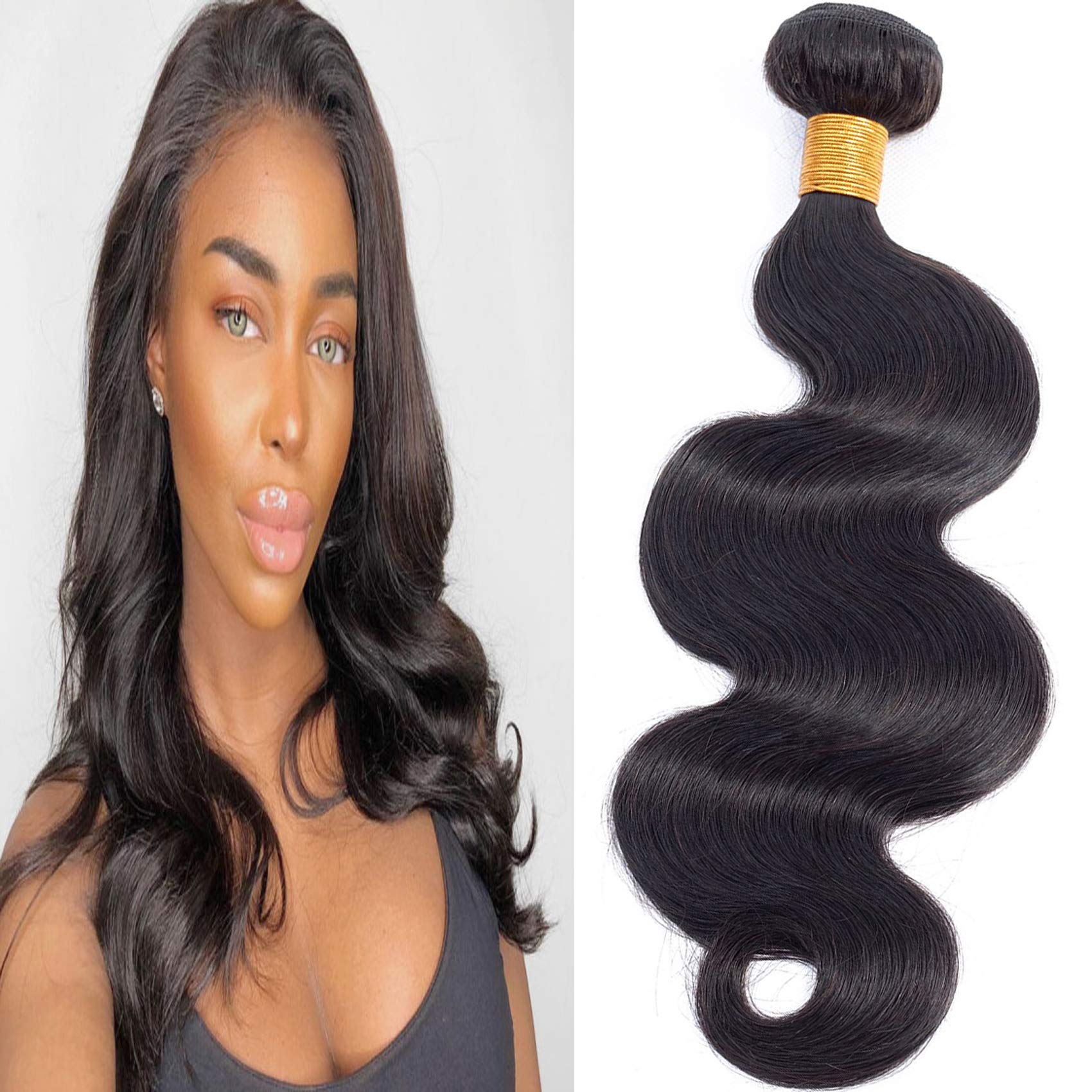 Brazilian Virgin human Body Wave Hair Bundles 100% Unprocessed Virgin Human hair Body Wave Hair Weft 1 Bundle hair Weaves Natural Black Color 1B 12inch 95-100g/bundle