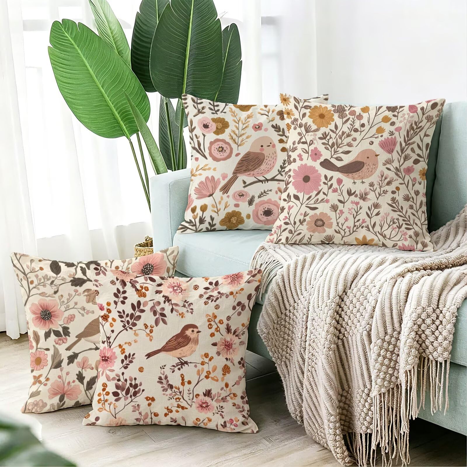 Coussin Exterieur Rose Lot de 4,Housse Coussin Exterieur, Cod-0000744