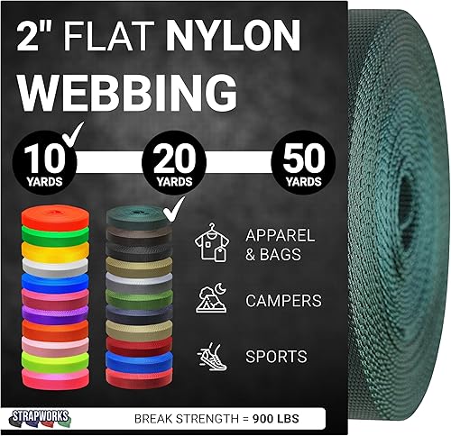 Vista 32 de Strapworks - Correa de nailon resistente de 2 pulgadas para cinturón, mochila, correa, collar, correa de perro, sujeción y más, 9, 18 o 45.7 metros
