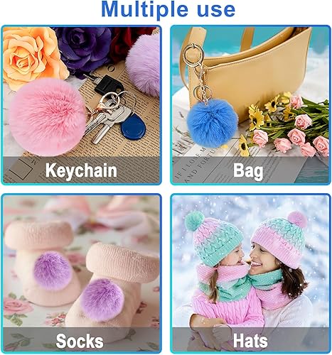 Miniatura 5 de BQTQ 36 pompones de piel sintética con lazo elástico, pompones de piel sintética de conejo para sombreros, zapatos, bufandas, guantes, bolsas,