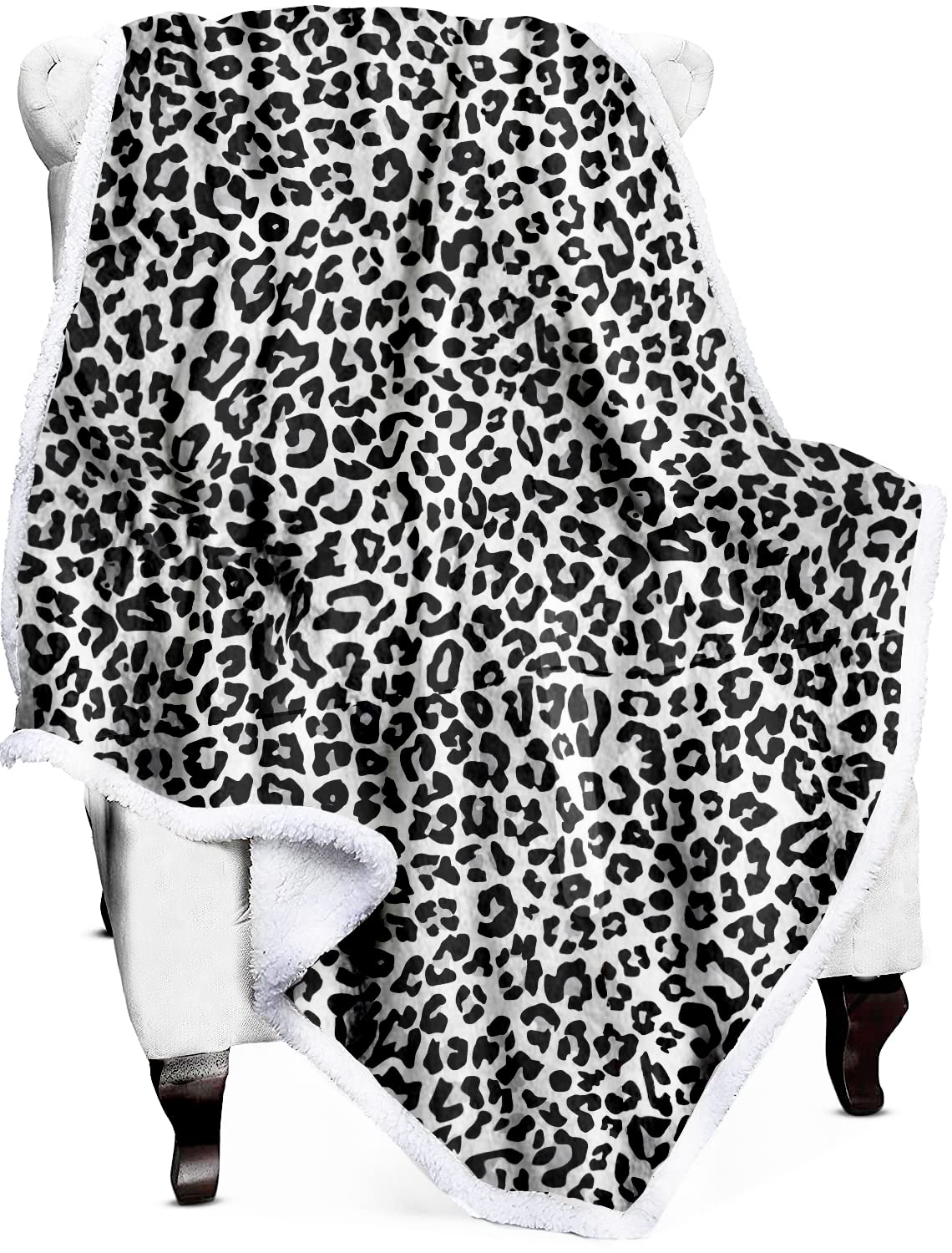 SRJ2018 Fleece Blanket Plush Throw Fuzzy Super Soft Microfiber Flannel Blankets For Couch Bed Sofa Warm and Cozy For All Seasons(Travel/Single 130x150 cm black/white)