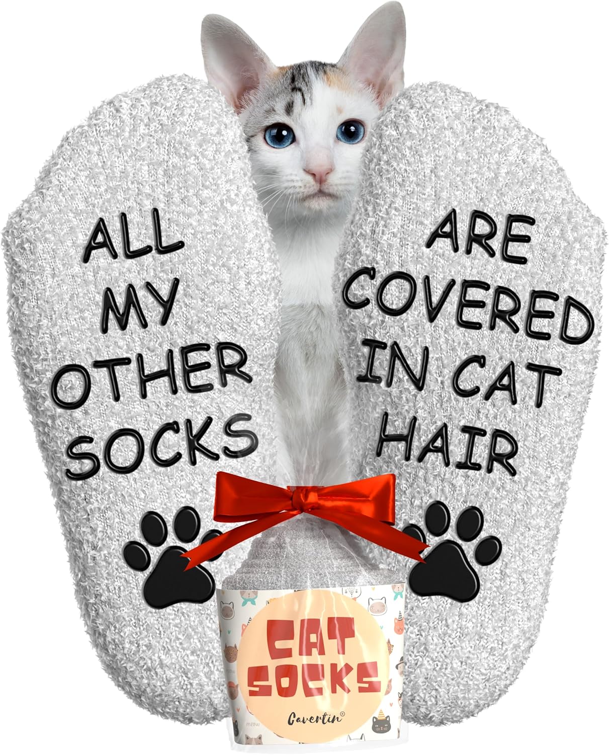Calcetines de gato Cavertin Fuzzy con empaque de regalo