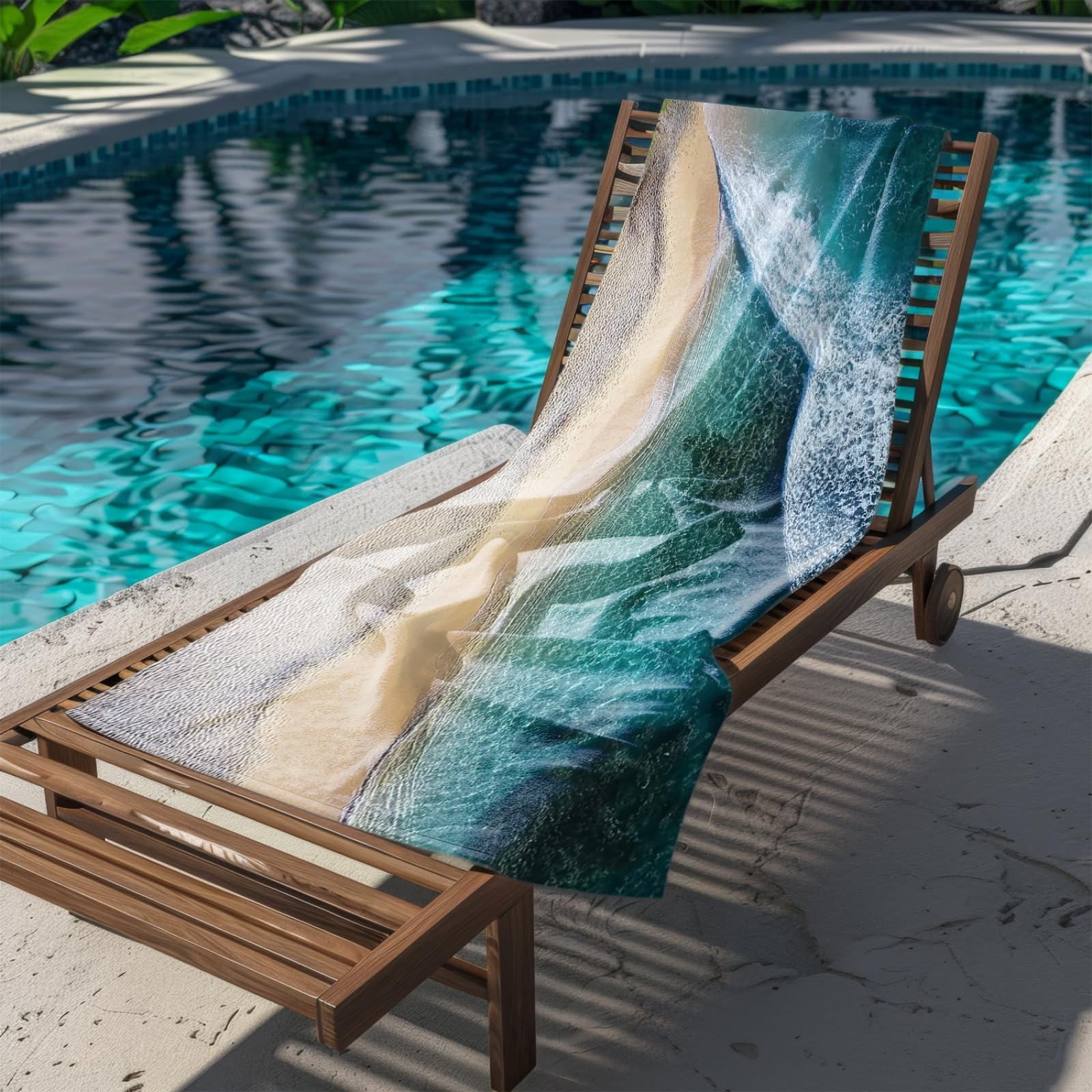 Generico Telo Mare Microfibra 200X100 Onde Grigio Verde Asciugatura Rapida Telo da Spiaggia Sabbia Per Donna Uomo Viaggi Vacanze Nuoto Campeggio