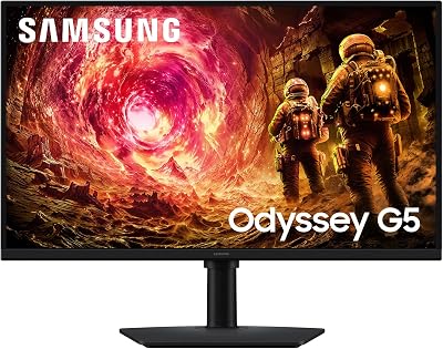 Samsung Monitor Gaming Odyssey G5 (S27FG506EU), Flat, 27″, 2560×1440 (QHD), Fast IPS, 180 Hz, 1ms, Compatibilità G-Sync, HDMI, Display Port, Ingresso Audio, HAS, Pivot