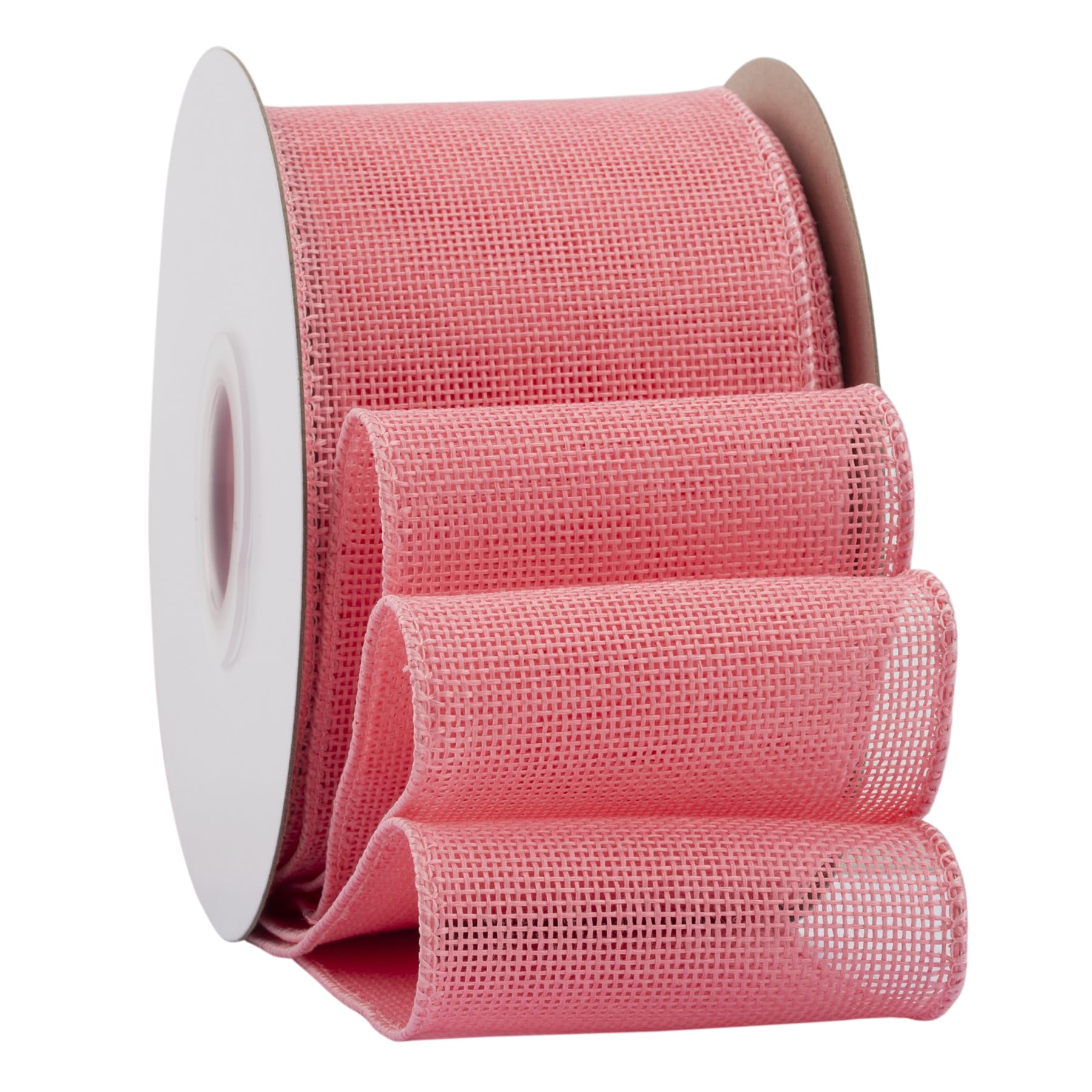 Ribbonitlux Pink Burlap Wired Ribbon, 75mm x 18 Meters, Wired Edge Burlap Ribbon for Gift Wrapping, Big Bow, Wreath, and Christmas Tree Decoration