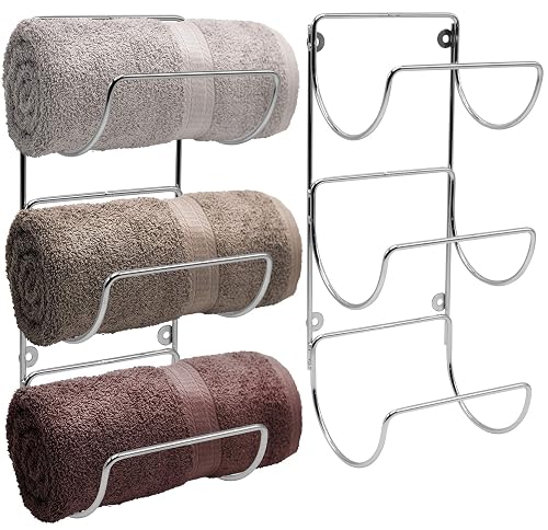 Sorbus Towel Racks for Bathroom, Wall Mounted (2 Pack 6 Towels, Silver)