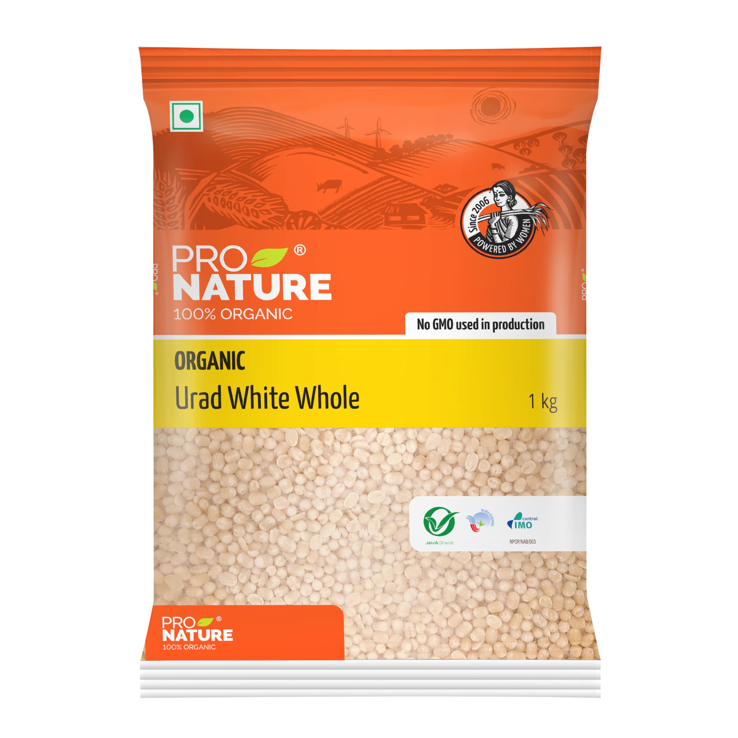 Pro Nature 100% Organic Urad White Whole, 1kg