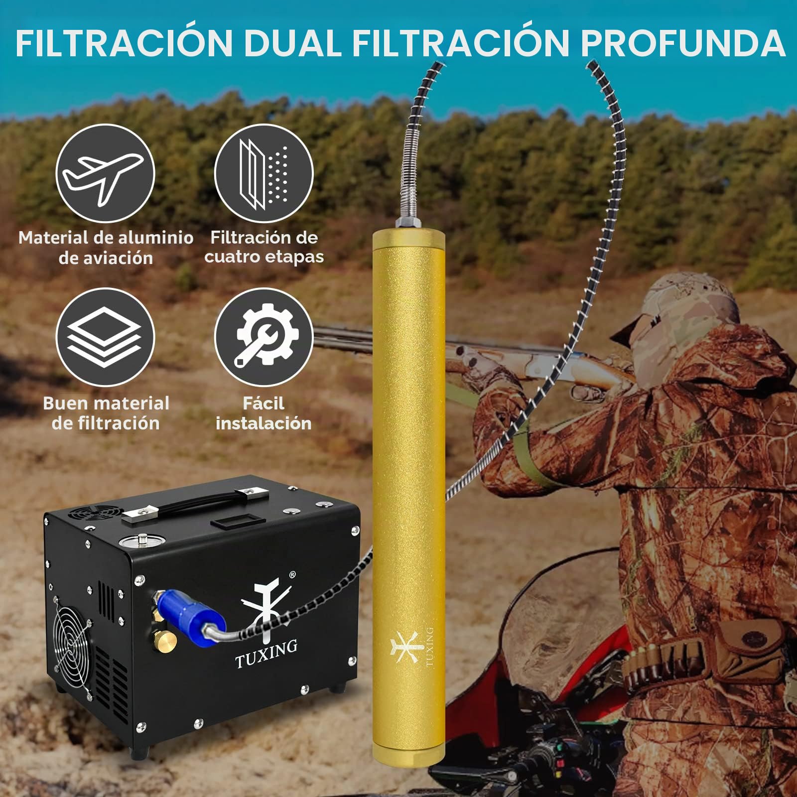TUXING 4500psi PCP filtro de compresor de aire aceite filtro de agua separador de buceo con válvula de liberación separador 300Bar 30Mpa